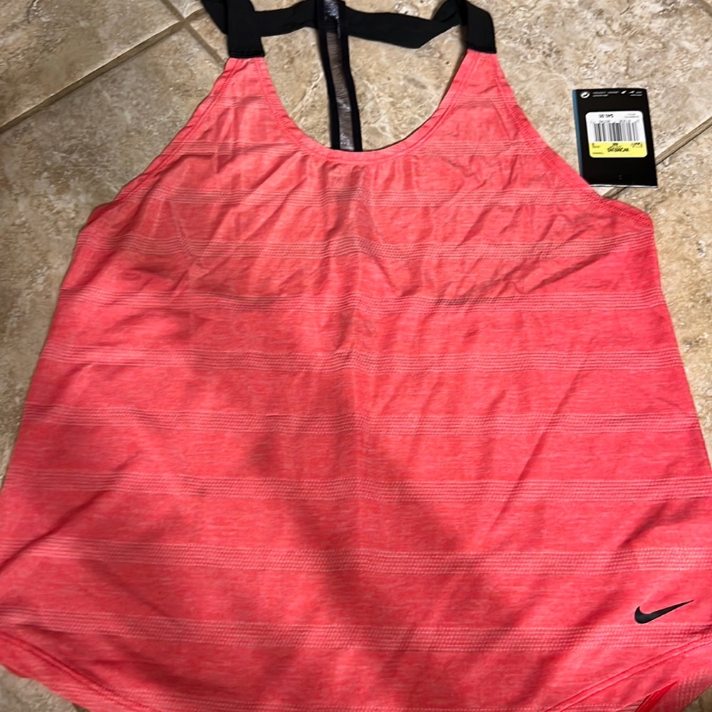 Very sheer orange strapped Nike tank top t back -